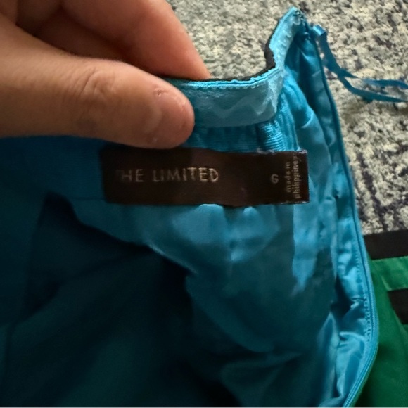 The Limited Y2K Size 6 Color Block Blue and Green Strapless A-Line Mini Dress - Picture 9 of 11